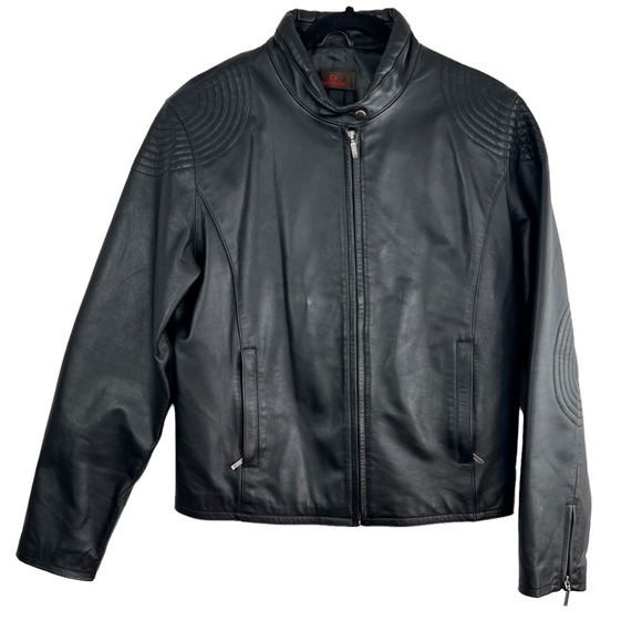 Danier Authentic Black Zip Up Genuine Leather Moto Biker Jacket Women - Picture 4 of 16